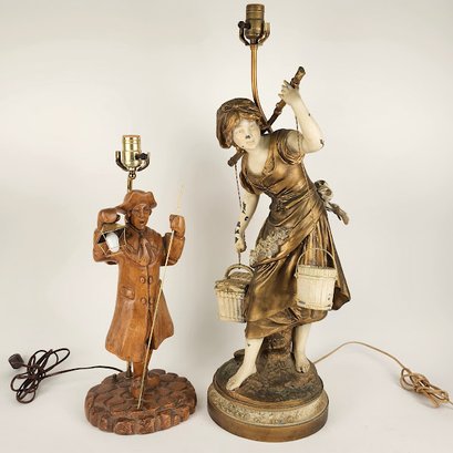 Two Figural Lamps, August Moreau