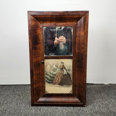 Lovely Old Hanging Cabinet With Mirror And Painting