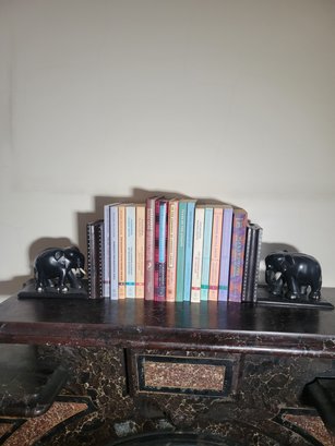 Alexander McCall Smith Novels And 2 Elephant Book Ends.