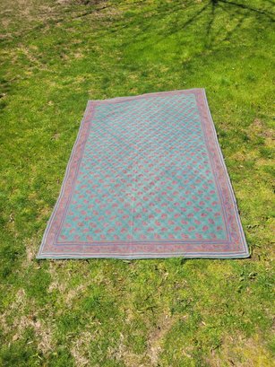Needlepoint Area Rug With A Sewn In Linen/Canvas Backing.  Vibrant Colors.