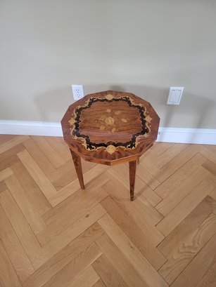 Music Box Wood Accent Table With Marvelous Inlays.