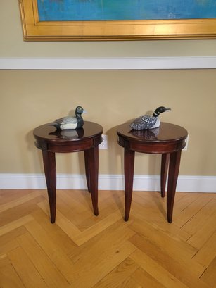 End Tables. Matching Pair In Solid Cherry Manufactured By HBF Of Hickory North Carolina.