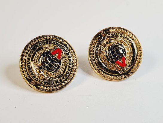 American Soldier Defender Of Freedom & National Guard Team 2 Lapel Pins With Info & Display Box