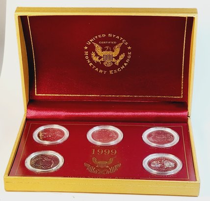 1999 State Quarter Set In Display Case  5 Coins