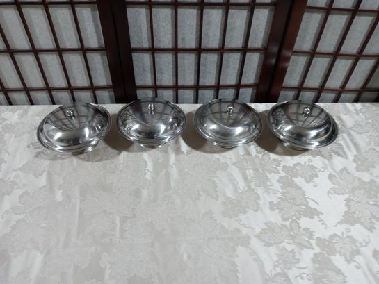 Vintage Silverplate Round Lidded Serving Dishes By Oneida 8 Pcs