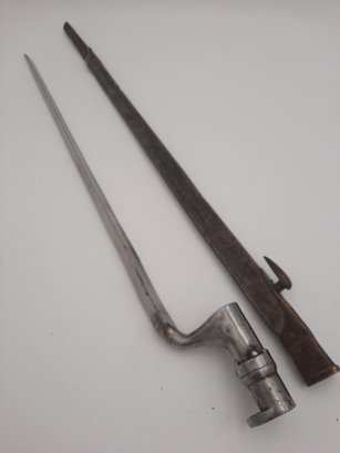 Antique Civil War Era Socket Bayonet With Scabbard