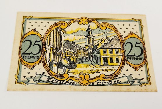 Antique.... 1921s Notgeld  25 Pfennig Bank Note  German For 'emergency Money' UNC Condition