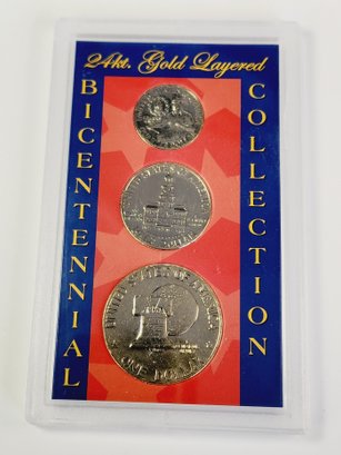 24kt Gold Layered Bicentennial 3 Coin Set