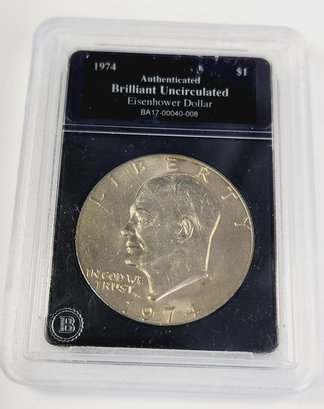 1974 Eisenhower Dollar In Slab