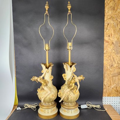 Pair Of August Moreau French Figural Lamps