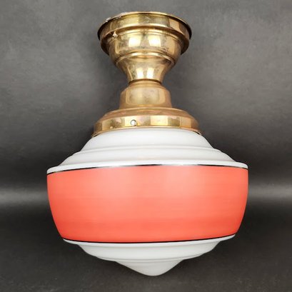 Schoolhouse Electric Ceiling Light With Orange/red Stripe