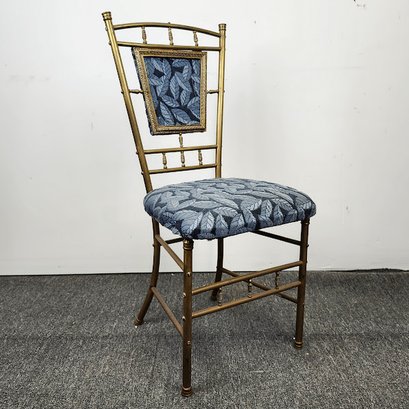 Sweet Vitnage Brass Vanity Chair With Blue Upholstery
