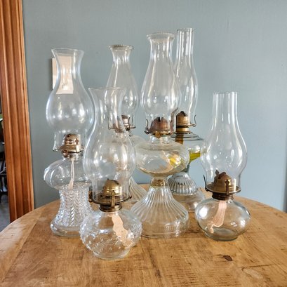 Collection Of Oil Lamps With Chimneys