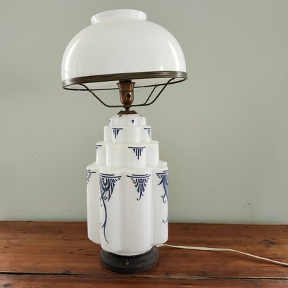 Antique Art Deco Stepped Shade Made Into  Lamp