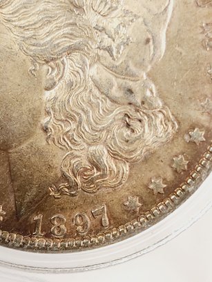 Toned 1897 Morgan Silver Dollar AU(wow)