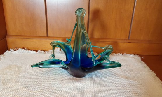 ABSTRACT BLUE AND GREEN MURANO GLASS DISH