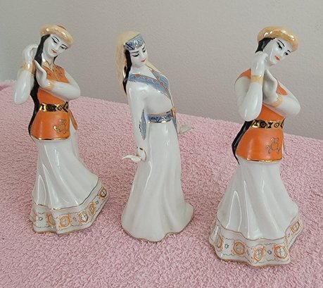 Three Vintage Porcelain Dancers - Made In USSR