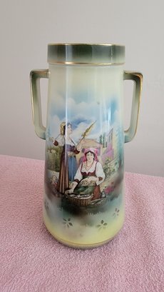 Ceramic Twin Handled Vase Made In Austria