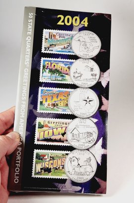 2004 State Quarters & Stamps Greetings From America -UNC & MNH COA Un-opened