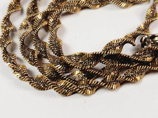 Antique  Sterling Silver Gold Tone Twisted Herringbone Necklace
