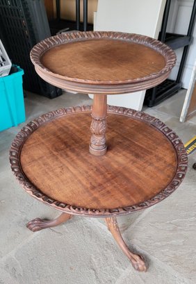 Antique Two Tier Mahogany Side Table