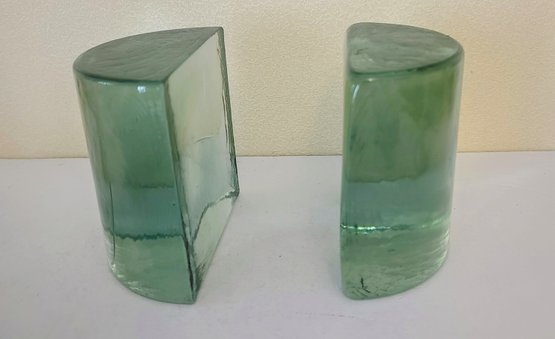 Stunning BLENKO Seafoam Mid Century Style Glass Bookends