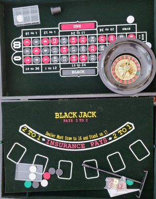 Poker Night Set - Blackjack And Roulette Game In Traveling Case