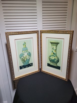 Ethan Allen Custom Framed Art Pair With Matching Gold Frames.  - - - - - - - - - - - - - - - - - -- Loc: B