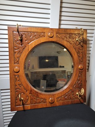 Saloon Mirror . Solid Oak With Brass Hardware. - - - - - - - - - - - - - - - - - - - - - - - - - - - - Loc: B