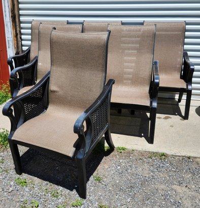 Six Patio Arm Chairs With Woven Seats