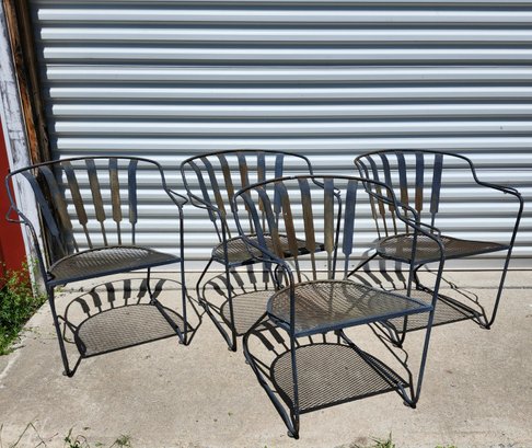 Set Of Four Vintage Wrought Iron Patio Chairs
