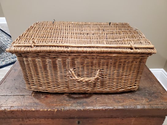 Large Vintage Wicker Toy Chest Box Basket