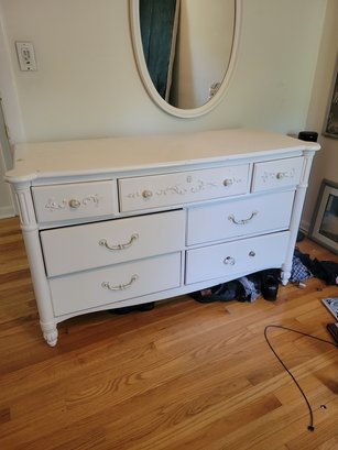 White Dresser By Young America With Wall Mounted Mirror