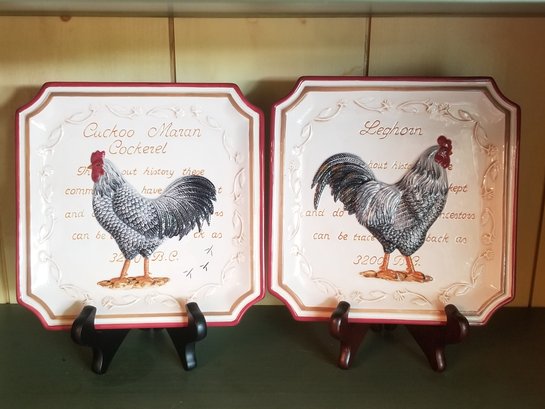 MWW Market Ceramic 3D Rooster Square Plates