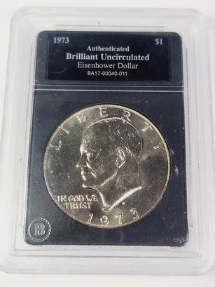 1973 Eisenhower Dollar UNC In Slab Case (Best Year) Mint Set Only