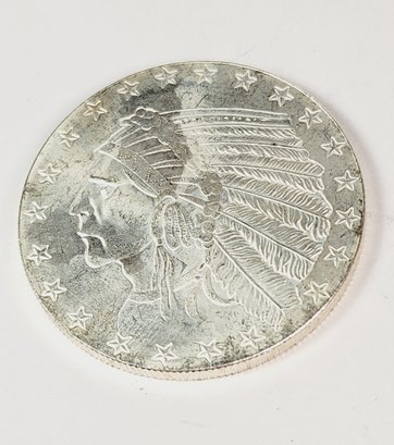 Incuse Indian Head SLVER Round  1 Troy Ounce .999 Fine Silver
