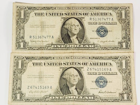 2  - 1957 $1  Blue Seal Silver Certificates