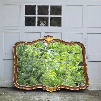 John Widdicomb Large Gilt Rubbed French Victorian Style Wall Mirror