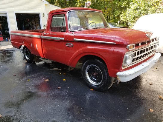 1966 Ford F-100 Custom Cab Pick Up Truck With 8 Foot Bed - For Restoration Or Parts