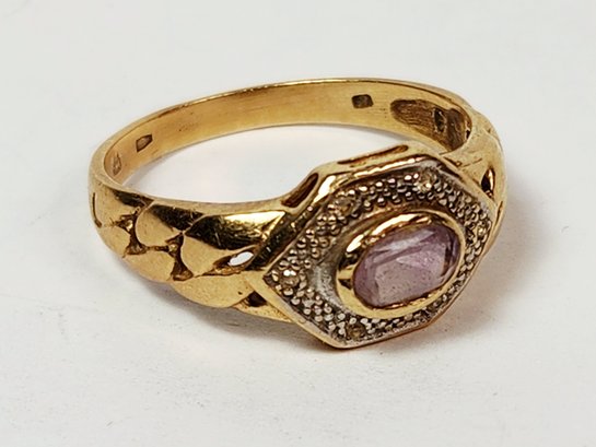 WOW......Vintage 14k Yellow Gold Amethyst Stone Ring