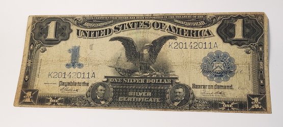 Very Rare Series 1899 $1 Black Eagle Silver Certificate Large Size Paper Money