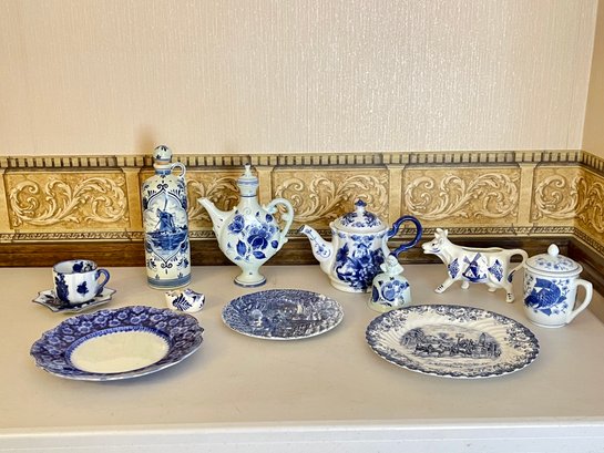 Large Group Of Delft And Blue Porcelain