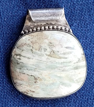Pretty Natural  Polished Stone & Sterling Silver Slide Pendant