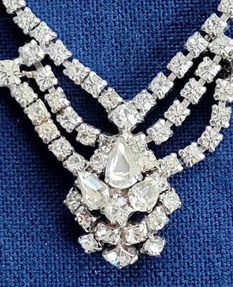 Vintage Rhinestone Drop Pendant Necklace