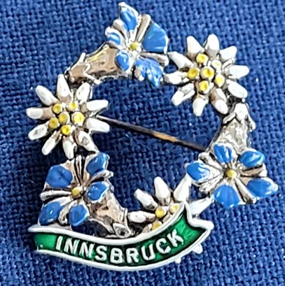 Vintage Innsbruck Souvenir Enamel Floral Brooch