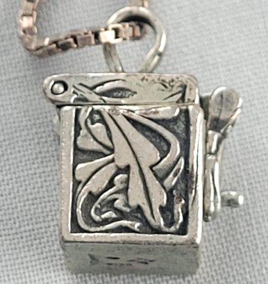 Vintage Sterling Silver 925 Prayer Box Pendant Locket Necklace