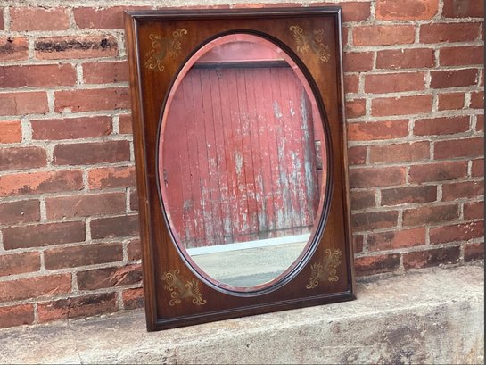 A Beautiful Vintage Hitchcock Stenciled Wooden Beveled Mirror