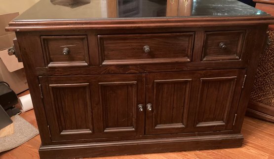 Black Marble Top Buffet - Pull Through Drawer Extra Heavy Bring Help