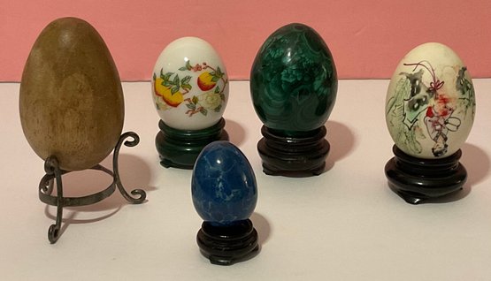 Vintage Wooden Eggs, Malachite, Lapis, Wooden, Plus