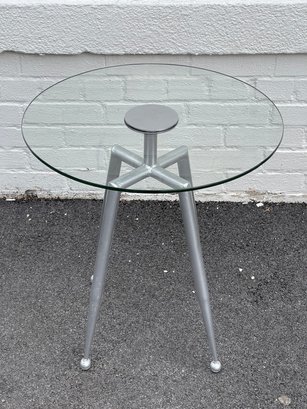 Metal And Glass Round Side Table